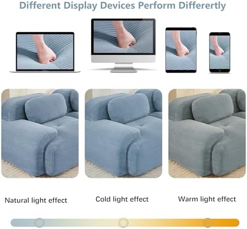 SoarFlash Sectional Middle Position Sofa, Blue | Modern Lounge Couch with Deep Seat and Movable Ottoman, Modular Convertible Sponge Sleeper Sofas with Chaise for Home House