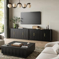 FORTUNETEC 67" Sideboard Buffet Cabinet with Storage, Arched Doors, Black
