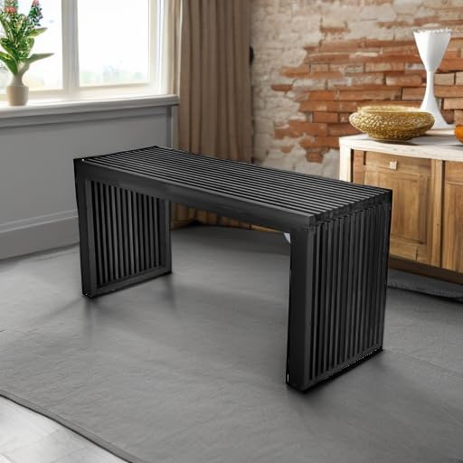 APRTAT Bamboo Dining Bench 35 Inch Indoor Wooden Shoe Benches for Entryway | Entryway Shoe Rack Bench.,Solid Bamboo Benches,for Living Room, Hallway, Bedroom, Bathroom,Easy Assemble,Slatted Design,