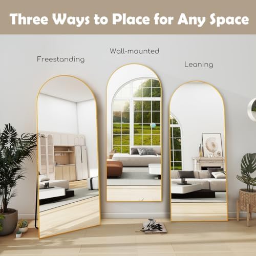 Prywot Arched Full Length Mirror, 70"x26" Free Standing Floor Mirro...