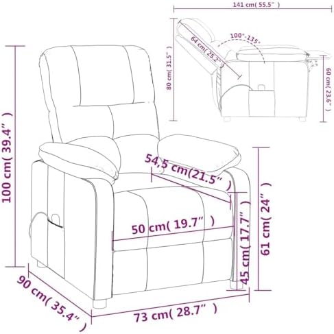 vidaXL Massage Recliner Dark Brown Fabric