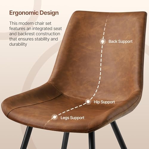 Yaheetech Dining Chairs Set of 4 Mid Century Modern Kitchen Chairs Brown