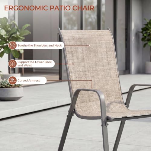 TLSUNNY 5 Pieces Patio Dining Set for 4, Glass Table and Textilene Chair