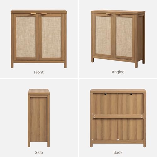SICOTAS Sideboard Buffet Cabinet with Storage, Rattan Coffee Bar Cabinet