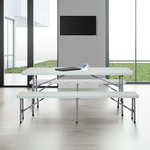 Office Star Resin Furniture for Indoor or Outdoor Use, 3-Piece Set, 2 Folding...