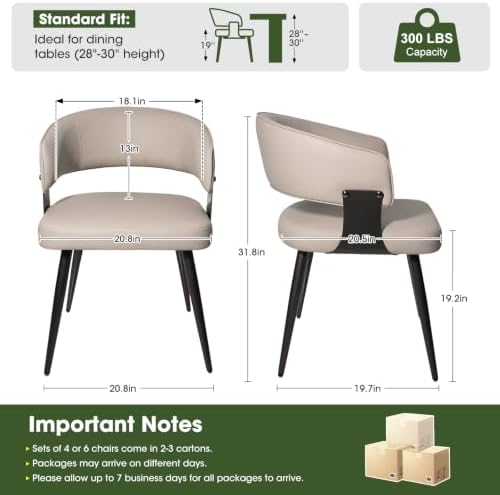 Dining Chairs Set of 4, Modern Faux Leather Kitchen Chairs