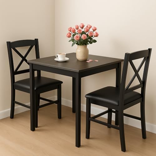 Tangkula Mid-Century Modern Dining Table Set for 2, Kitchen Table Set