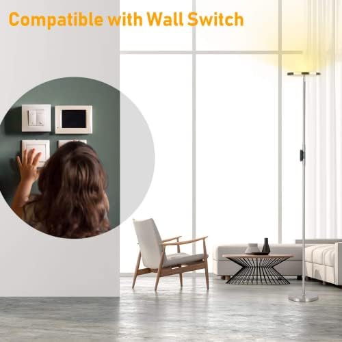 JOOFO LED Torchiere Floor Lamp with Remote, Stepless Dimmable Brush Nickel