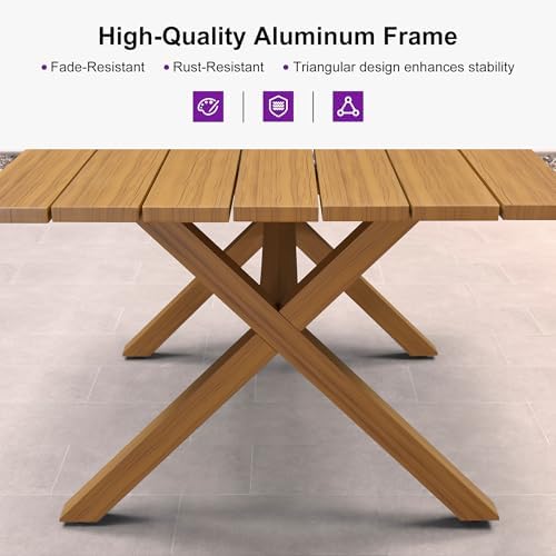 PURPLE LEAF 9 Pieces Patio Dining Set with Longer Aluminum Table, Teak