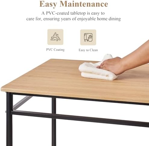 VECELO Dining Table Set for 4, 5-Piece Wood Kitchen Table with Chairs for Small Space, Breakfast Nook, Space-Saving, Natural Black