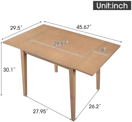 Merax Wooden 29"- 45" Folding Kitchen Table with Drop Leaf for Living Room, Kitchen, Dining Room, Small Space, Natural