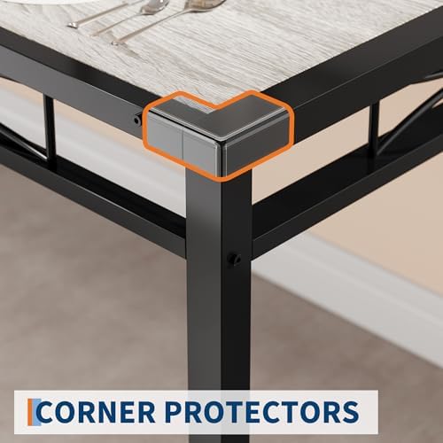 IDEALHOUSE Wood Dining Table Set for 4 with Corner Protector, Kitchen Table Chairs Set of 4 with Upholstered Chairs, Dining Room Table Set for 4, for Dining Room, Apartment,Retro Gray