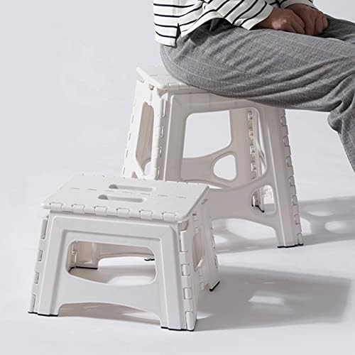 Folding Step Stool 15IN Tall Plastic Foldable Step Stool for Camping Picnic and Home, 1 Pack, Collapsible Stool for Adults, White