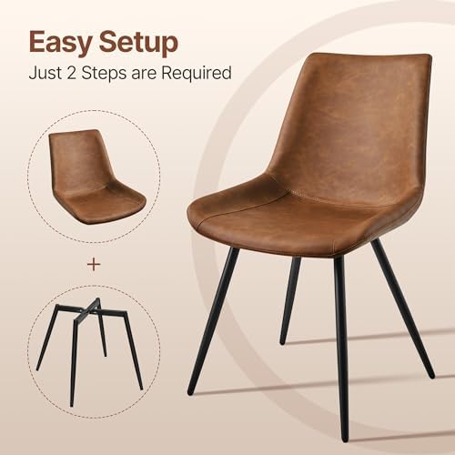 Yaheetech Dining Chairs Set of 4 Mid Century Modern Kitchen Chairs Brown