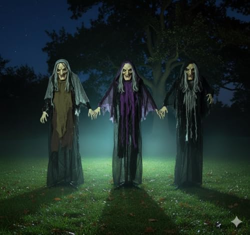 Fun Express Halloween Witches Outdoor Yard Stakes Decor, 3.6ft, 3pc