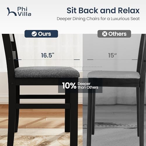 PHI VILLA Dining Table Set for 4, Marble Design Kitchen Table and Chairs