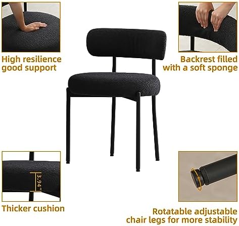 DYHOME Boucle Dining Chairs Set of 4, Upholstered Dining Room Chairs Black