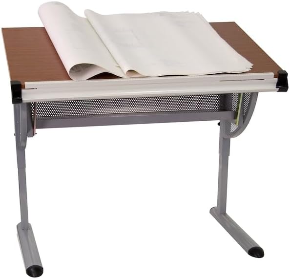Flash Furniture Berkley Adjustable Drawing and Drafting Table with Pewter Frame