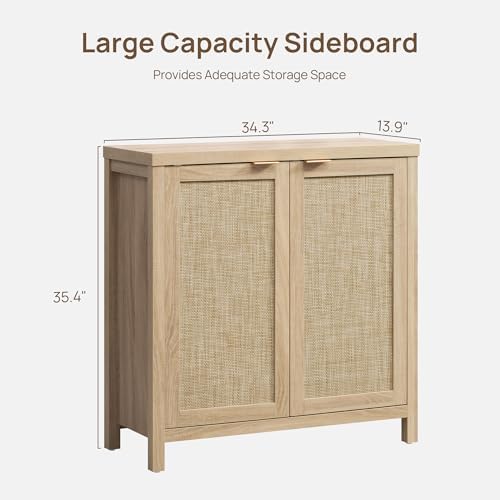 SICOTAS Rattan Cabinets, Sideboard Buffet Cabinet Credenza with Storage