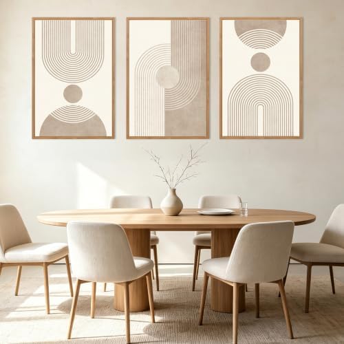 BINCUE Neutral Abstract Wall Art Beige Large Wall Decor Boho Mid Century Mode...