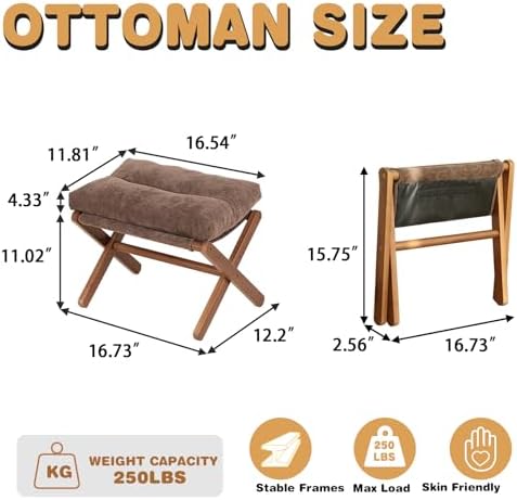 Baveke Foldable Ottoman Foot Rest for Chair, Small Foot Stools Ottoman for Home Decor, Space-Saving Foot Rest for Couch Living Room, Bedroom, Entryway