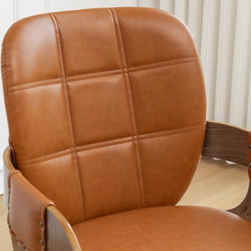 Mid Century Modern Swivel Dining Chair with Arms, Walnut Desk Chair