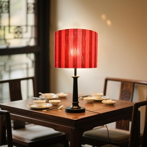 Bohemian lamp shade Art decorative Red Mix Stripes Minimalist 11.8x9Inch