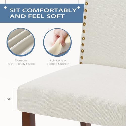 DUMOS Dining Chairs Set of 6, Upholstered Accent Chair, Beige