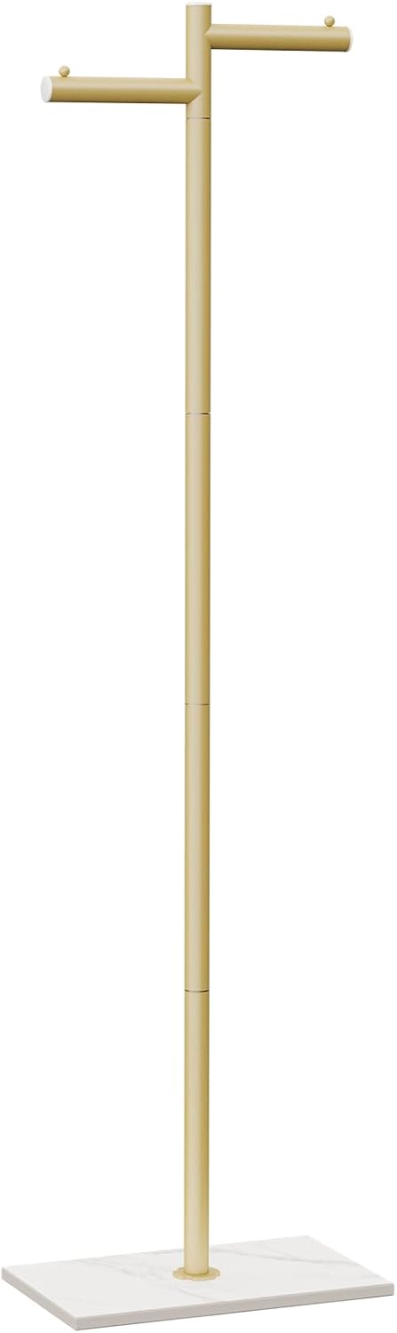 Modern Garment Rack,Z-Shaped Coat Stand with Rock Base,68.9in,Gold