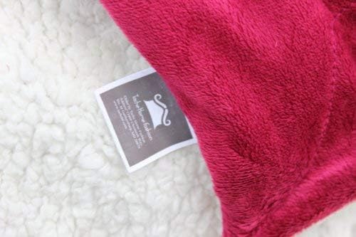 Tache Sherpa Throw Blanket Red 50x60 Inch - Solid Burgundy Wine Red and White...
