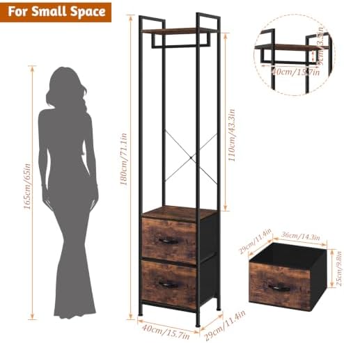 Garment Rack Clothes Rack Heavy Duty with Fabric Drawer and Storage Shelves