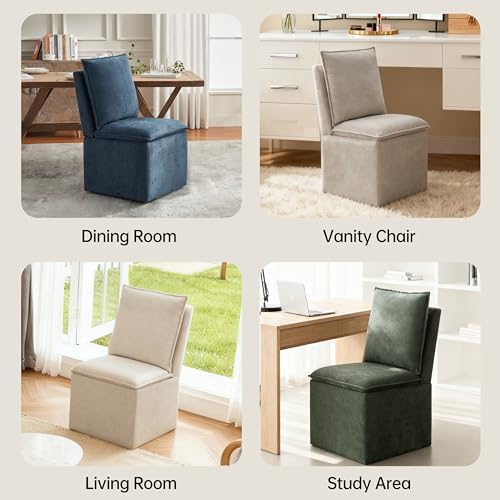 VKNOW Upholstered Dining Chairs Set of 2, Dining Room Chairs with Storage