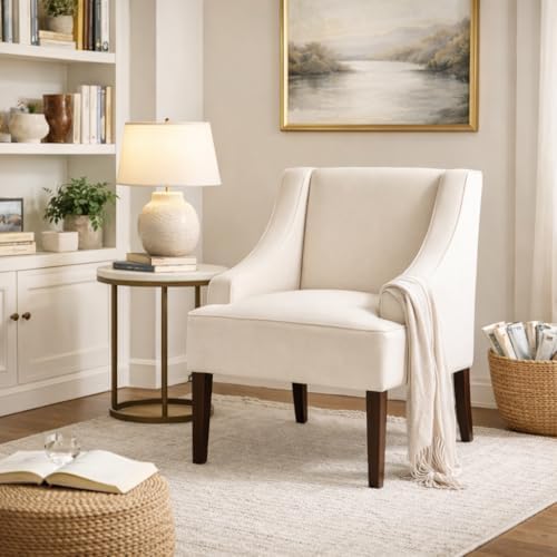 HomePop Classic Swoop Arm Accent Chair - Warm Ivory
