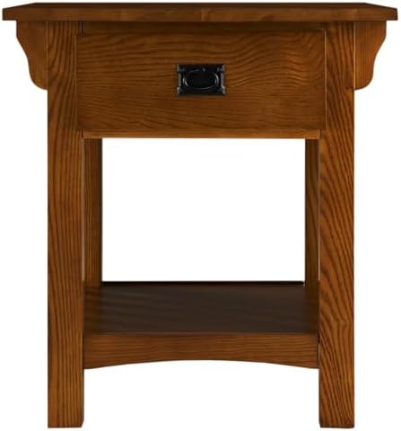Leick Home Mission Impeccable Nightstand Side Table, 24", Medium Oak