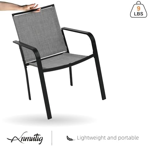 Outdoor Patio Dining Set with 63"x38" Rectangle Table,Gray Stackable Chairs