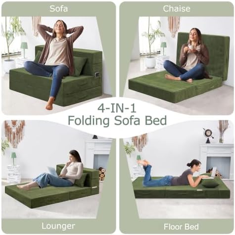 Folding Sofa Bed, Convertible Sleeper Chair Bed, Floor Sofa with Bag