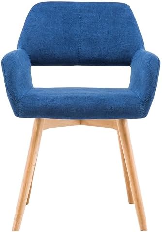 Mid Century Modern Dining Chairs Set of 2 & 4 & 6 Comfy Accent Chair Upholstered Kitchen Dining Living Room Chairs for Bedrooms Waiting Room Home Arm Desk Chair No Wheels (Blue, 2)