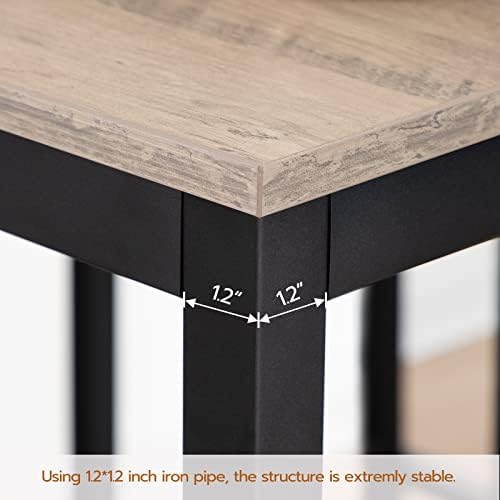 HOOBRO Bar Table and Chairs Set, 47.2” Rectangular Pub Table with 2 Stools for Small Space, 3-Piece Breakfast Set, Sturdy Metal Frame, Easy to Assemble, Greige BG52BT01