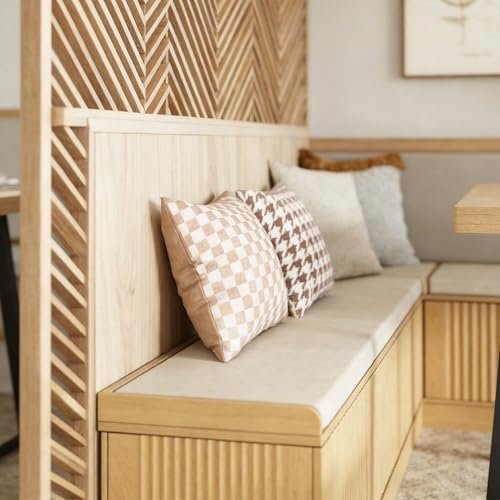 Brafab 63" Corner Dining Table Set with Hidden Storage, Natural