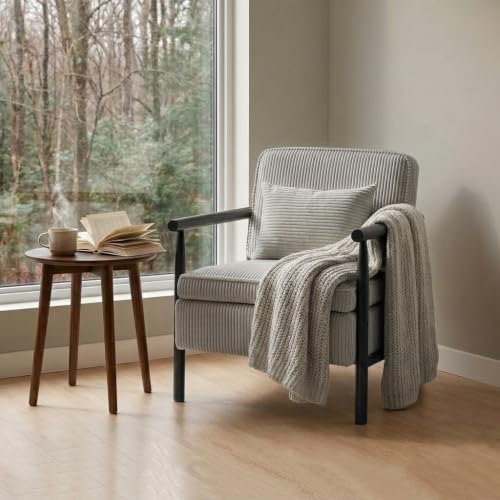 Mid-Century Modern Upholstered Accent Chair with Storage and Lumbar Pillow