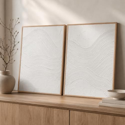Artiluxy 3D Minimalist Textured Abstract Wall Art Set of 2, Neutral
