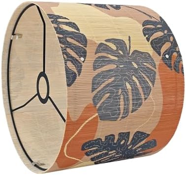 Rustic Bamboo Lampshade With Monstera Leaf Pattern, Art deco11.8 * 9Inch