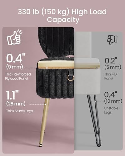SONGMICS Vanity Chair, Makeup Stool with Folding Backrest