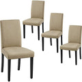 Yaheetech Dining Chairs Set of 4 Upholstered Kitchen Chairs Khaki