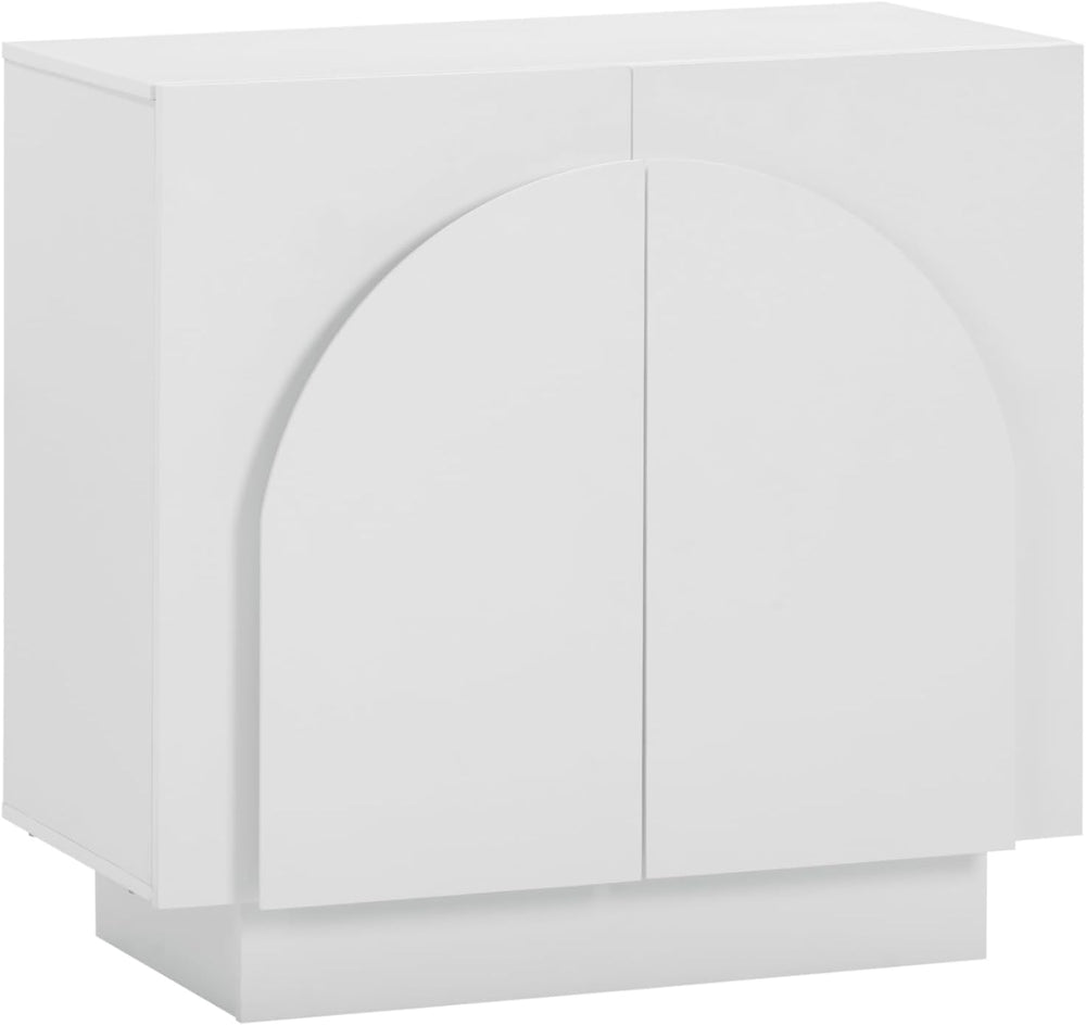 Nathan James Iris Mid-Century Modern Buffet Sideboard Credenza, White Wood St...