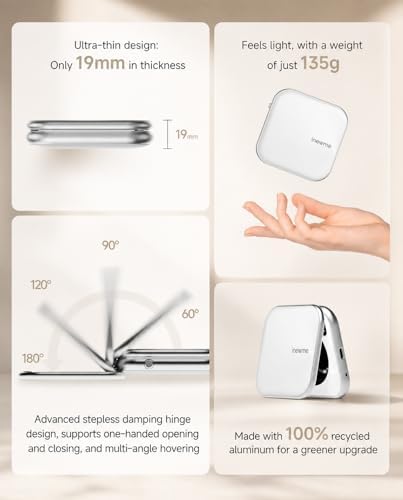 inewme UV Camera Makeup Mirror, LED Compact Mirror for Sunscreen Check