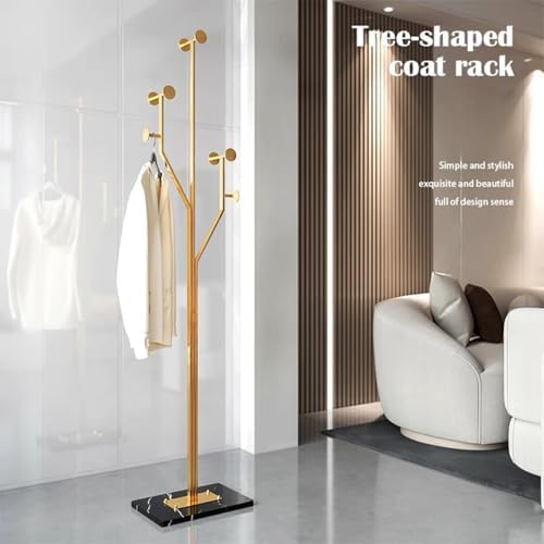 Gold Coat rack,Sturdy coat tree freestanding heavy duty with Marble Base,Meta...
