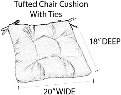 RSH DECOR Indoor/Outdoor Tufted Dining Chair Seat Cushions, 20" x 18&quo...