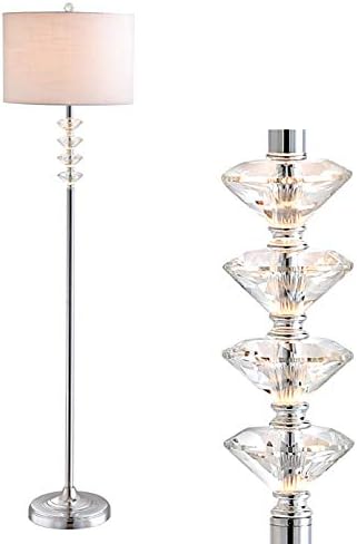 JONATHAN Y Mia Floor Lamp 60.5" Crystal Metal Standing Light, Clear/Chrome