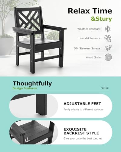 12 Piece HDPE Outdoor Dining Set for 10, Patio Dining Furniture Set with 2 Table and Umbrella Hole, Outdoor Table and Chairs for Garden, Poolside, Backyard, Deck